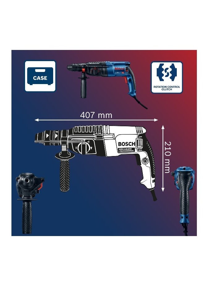 BOSCH - BOSCH - GBH 2-26 DRE rotary hammer with SDS plus, all-rounder for daily use, superior drilling rate in the 2 kg hammer class, Impact stop for drilling in wood and steel - Image 1