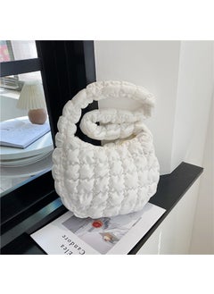 Large Capacity Cloud Bag with Quilted Puffer Design White