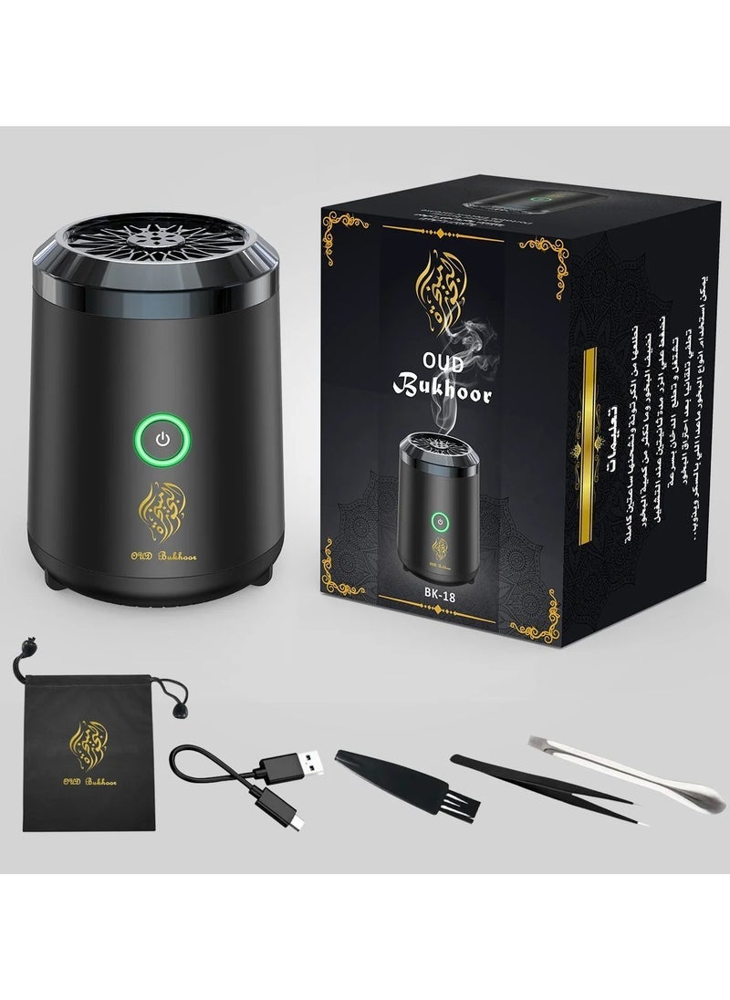 ELTRAZONE Mini Portable Incense Burner with USB Rechargeable Battery | Electric Arabic Oud Holder & Aroma Diffuser for Home, Office & Car | Compact Flameless Bakhoor Burner for Muslim Home Décor & Gifting | Elegant Travel-Friendly Design - Image 1