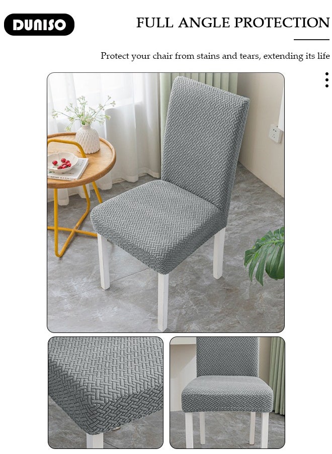 DUNISO 4 Packs Chair Covers, Stretch Jacquard Dining Chair Slipcovers, Removable Washable Chair Protector, Elastic Chair Protector Seat Covers for Hotel Dining Room Ceremony Banquet Wedding Party  - Image 5