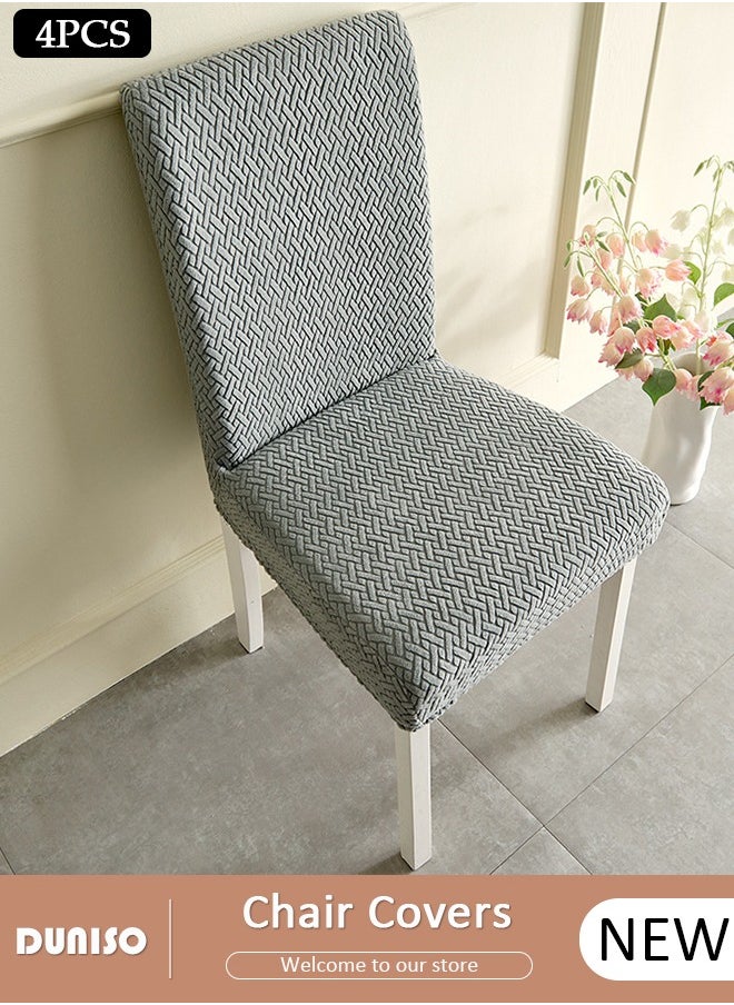 DUNISO 4 Packs Chair Covers, Stretch Jacquard Dining Chair Slipcovers, Removable Washable Chair Protector, Elastic Chair Protector Seat Covers for Hotel Dining Room Ceremony Banquet Wedding Party  - Image 1