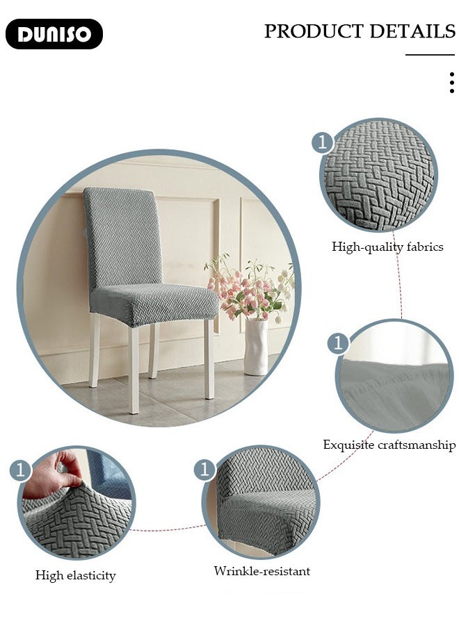 DUNISO 4 Packs Chair Covers, Stretch Jacquard Dining Chair Slipcovers, Removable Washable Chair Protector, Elastic Chair Protector Seat Covers for Hotel Dining Room Ceremony Banquet Wedding Party  - Image 2