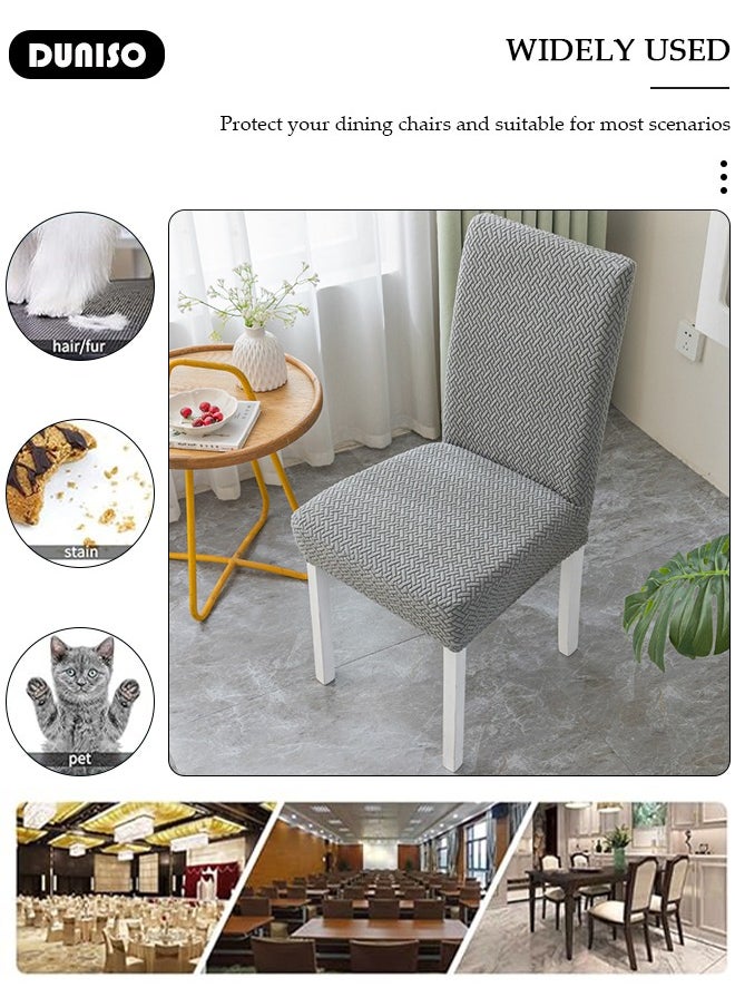 DUNISO 4 Packs Chair Covers, Stretch Jacquard Dining Chair Slipcovers, Removable Washable Chair Protector, Elastic Chair Protector Seat Covers for Hotel Dining Room Ceremony Banquet Wedding Party  - Image 3
