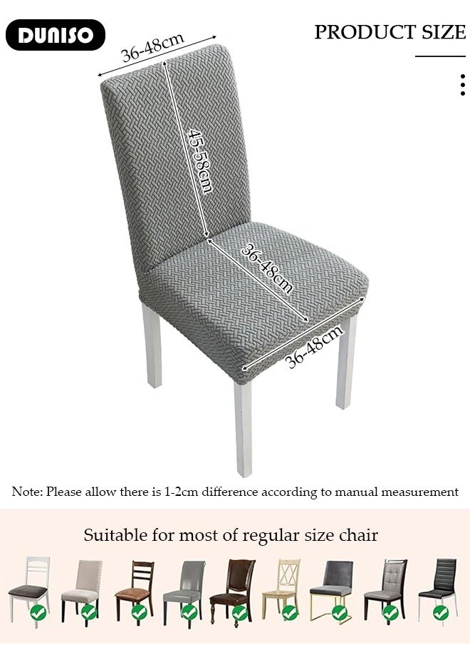 DUNISO 4 Packs Chair Covers, Stretch Jacquard Dining Chair Slipcovers, Removable Washable Chair Protector, Elastic Chair Protector Seat Covers for Hotel Dining Room Ceremony Banquet Wedding Party  - Image 4