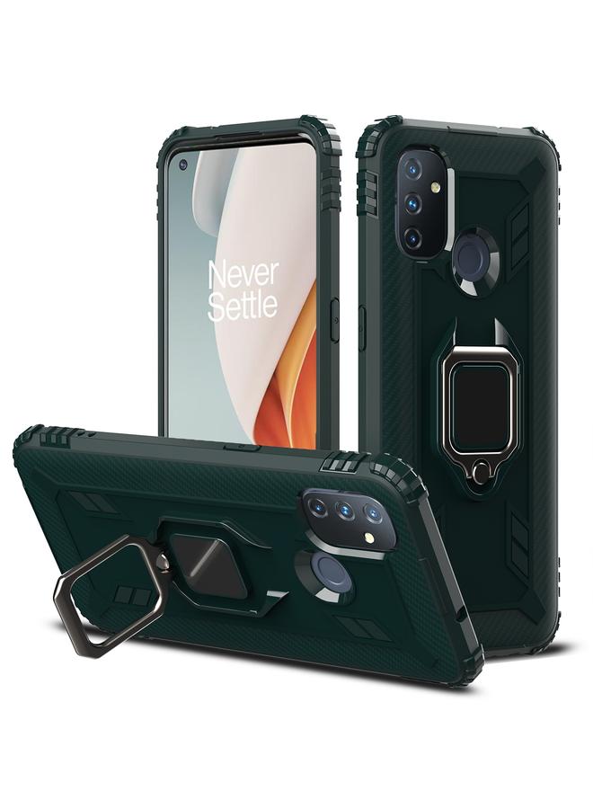 اس-توب جراب لهاتف OnePlus Nord N100 مصنوع من ألياف الكربون مع حامل حلقي يدور 360 درجة - Image 1