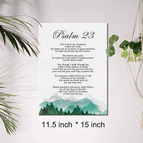 JerLoe Christian Canvas Wall Art Psalm 23 the Lord is My Shepherd Canvas Print Positive Scripture Canvas Painting Home Bedroom Wall Decor Framed Baptism Gift 12x15 Inch - Image 2