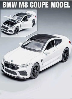 die cast 1:32 Compatible for BMW M8 Coupe Model Car Toy, Zinc Alloy Pull Back Toy car with Sound and Light for Kids & Adults (White)  - Image 1