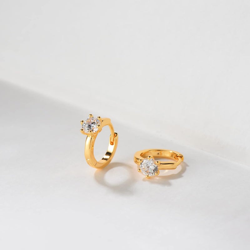 VACRONA Cubic Zirconia Huggie Earrings 14k Gold Plated Tiny Earrings Small Huggie Hoop Earrings Simple Lightweight Hoops Gift for Women - Image 5