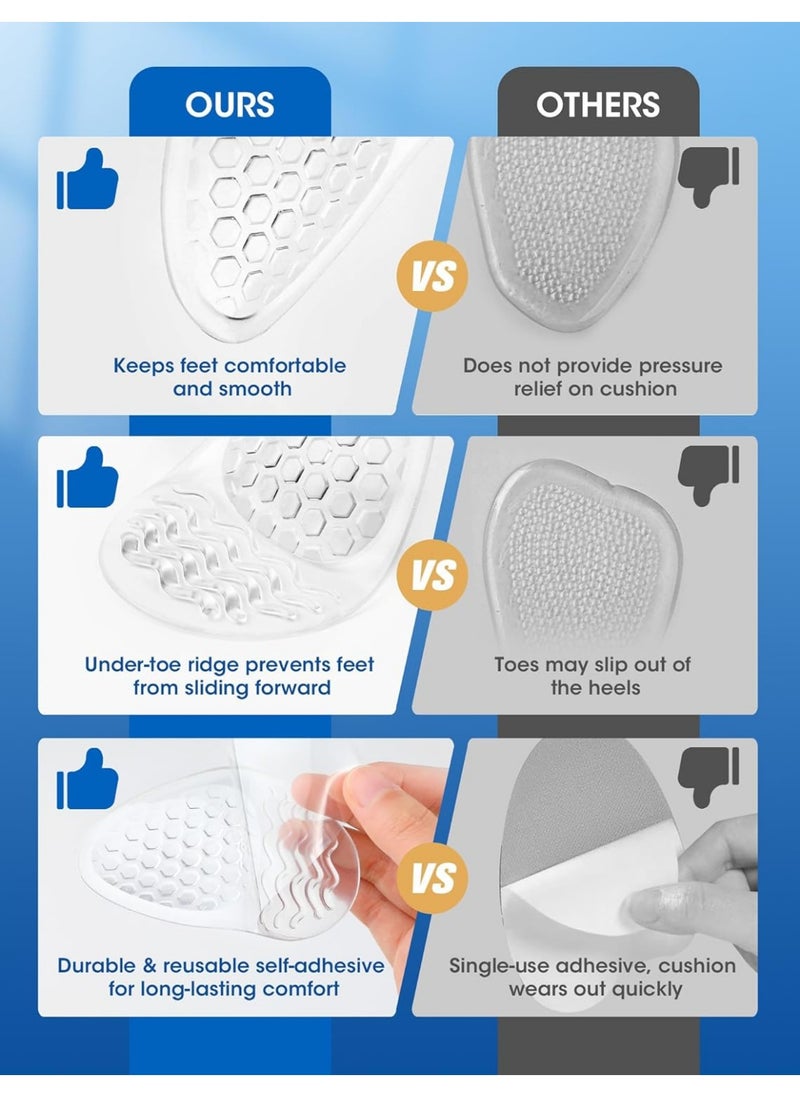 Meetion 3 Pairs Ball of Foot Cushions for Women, gliship Metatarsal Pads Women High Heel Comfort Pads, Foot Pads for Balls of Feet Shoe Gummies for Heels Gel Insoles Ball of Foot Cushions Fits Any Shoes Clear  - Image 4
