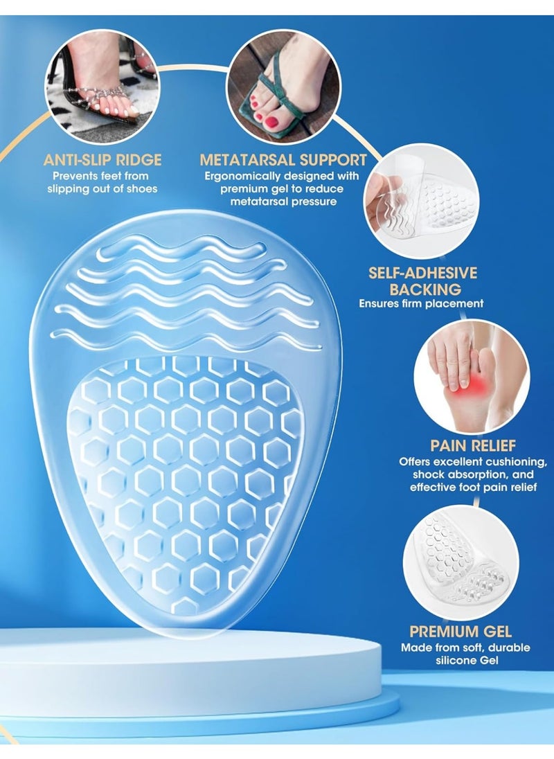 Meetion 3 Pairs Ball of Foot Cushions for Women, gliship Metatarsal Pads Women High Heel Comfort Pads, Foot Pads for Balls of Feet Shoe Gummies for Heels Gel Insoles Ball of Foot Cushions Fits Any Shoes Clear  - Image 3