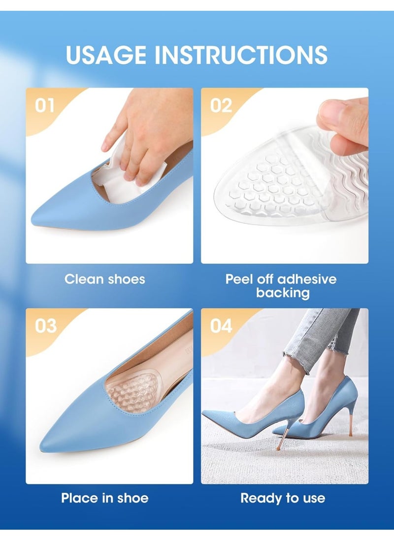 Meetion 3 Pairs Ball of Foot Cushions for Women, gliship Metatarsal Pads Women High Heel Comfort Pads, Foot Pads for Balls of Feet Shoe Gummies for Heels Gel Insoles Ball of Foot Cushions Fits Any Shoes Clear  - Image 5
