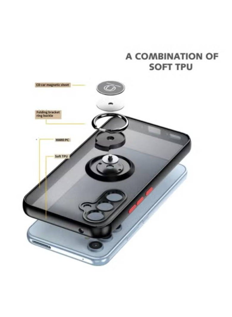 AROAQ Samsung Galaxy A54 5G Kickstand Case Rotating Metal Ring Matte Hard Cover Shockproof Bumper Anti Fingerprint Magnetic Car Mount Compatible - Image 3