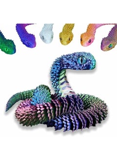 3D Printed Snake Toys 3D Printed Animals Snake Pet Movable Joint Fidget Toys， 3D Printed Animals Toy Adults Fidget Toys，3D Printed Fidget Toys for Home Office Decor (17.7‘ 3 Color)