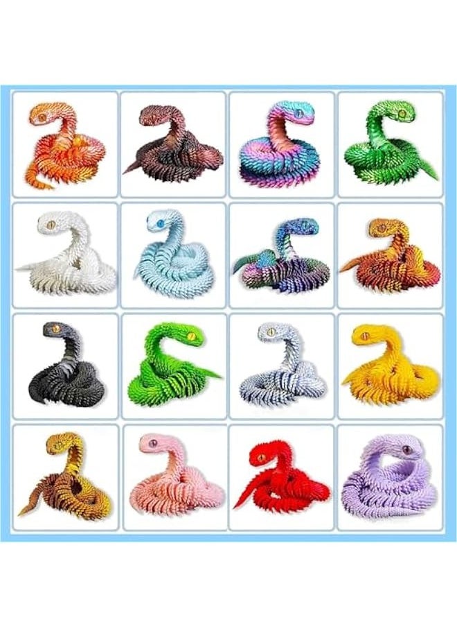 Generic - 3D Printed Snake Toys 3D Printed Animals Snake Pet Movable Joint Fidget Toys， 3D Printed Animals Toy Adults Fidget Toys，3D Printed Fidget Toys for Home Office Decor (17.7‘ 3 Color) - Image 1