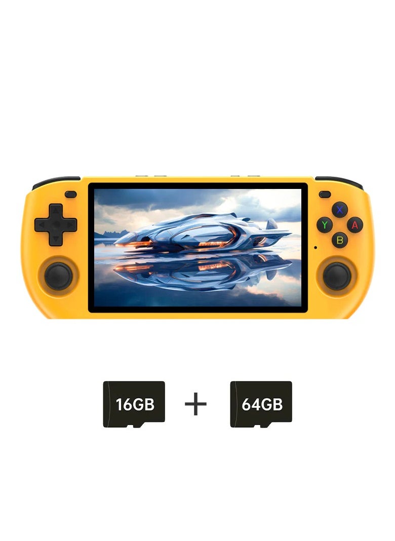 POWKIDDY RGB10 MAX3 Handheld Game Console, 5 Inch IPS Screen Retro Video Game Console Open Source Linux Game Player, Support WiFi & Bluetooth,10000+ Games Portable PSP (Yellow, 64G)