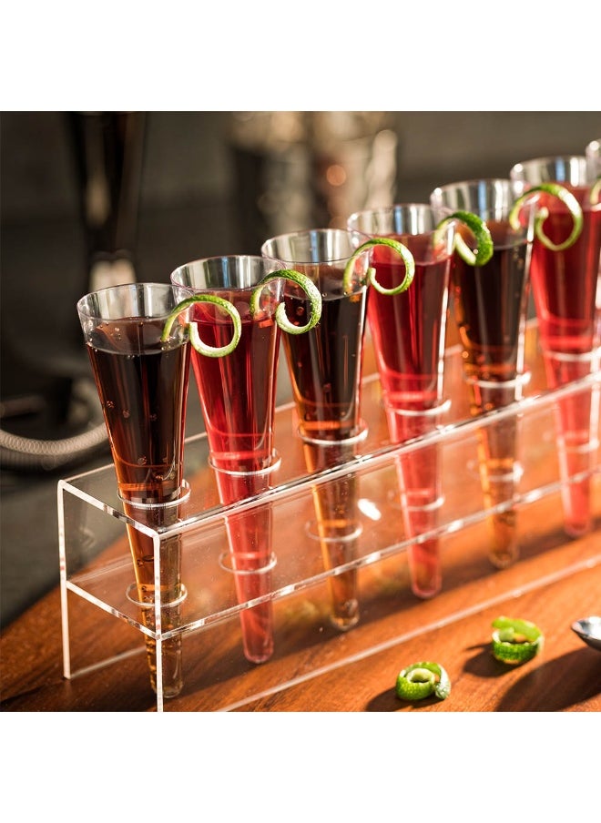 STAND ONLY: Clear Tek 12.9 x 2.4 x 3.2 Inch Stand For Champagne Flutes, 1 Double Deck Stand For Mimosa Glasses - Cones Sold Separately, 8 Holes, Clear Acrylic Stand For Glasses