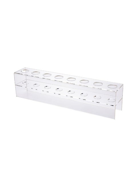 STAND ONLY: Clear Tek 12.9 x 2.4 x 3.2 Inch Stand For Champagne Flutes, 1 Double Deck Stand For Mimosa Glasses - Cones Sold Separately, 8 Holes, Clear Acrylic Stand For Glasses