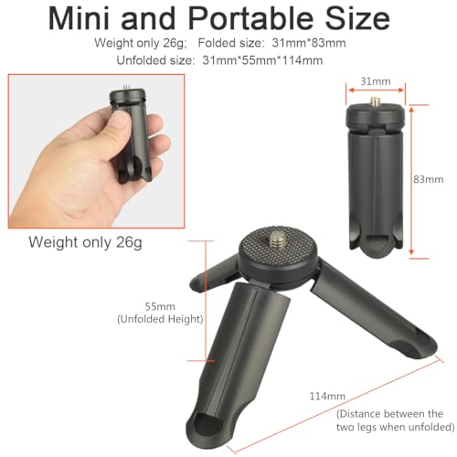 DEKEENSTAR Mini Tripod for DJI OSMO Pocket 4 3/Nano/Action 6 5 Pro 4, Portable Handle Tripod Stand Self Stick Grip Desktop Mount with 1/4” Screw for Gopro/Insta 360 Ace Pro X5 X4/AKASO Camera Accessories,2 Packs - Image 2