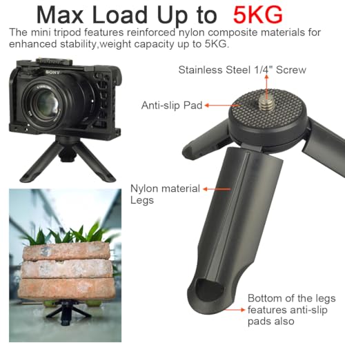 DEKEENSTAR Mini Tripod for DJI OSMO Pocket 4 3/Nano/Action 6 5 Pro 4, Portable Handle Tripod Stand Self Stick Grip Desktop Mount with 1/4” Screw for Gopro/Insta 360 Ace Pro X5 X4/AKASO Camera Accessories,2 Packs - Image 3
