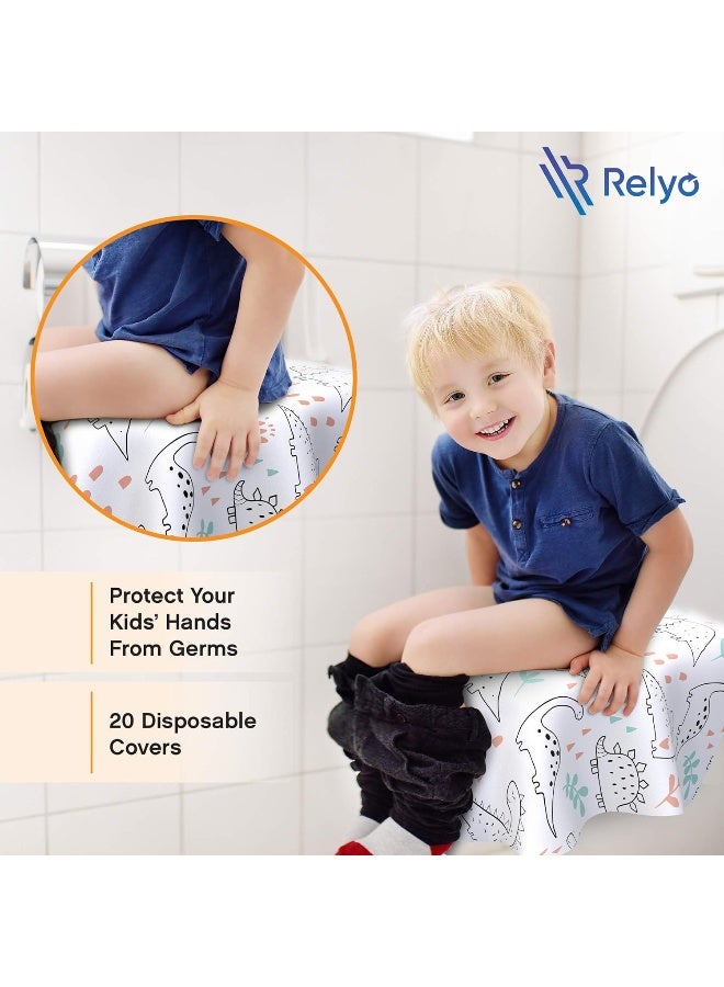 Relyo Toilet Seat Covers Disposable - 20 Pack - Waterproof, Ideal for Kids and Adults â€“ Extra Large, Individually Wrapped for Travel, Toddlers Potty Training in Public Restrooms - Image 4