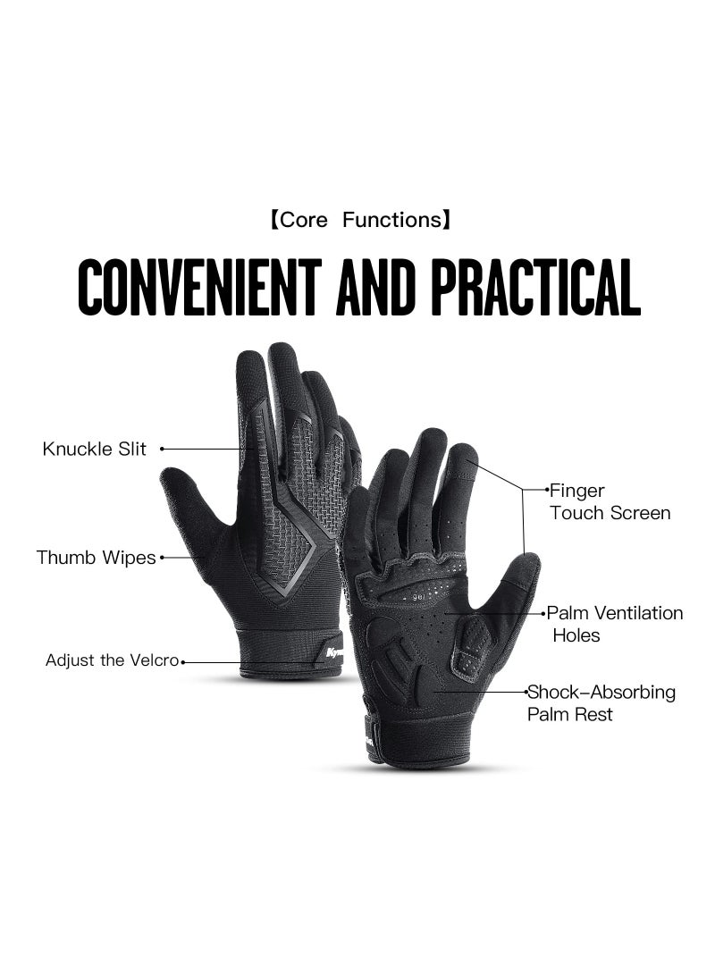 Generic Cycling Gloves, for Men Touch Screen Bike Gloves, Screen Motorcycle Full Finger Gloves, Full Finger Shock-Absorbing, Gel Pad Breathable, for Bicycling Driving Training, Work Sports Gloves  - Image 2