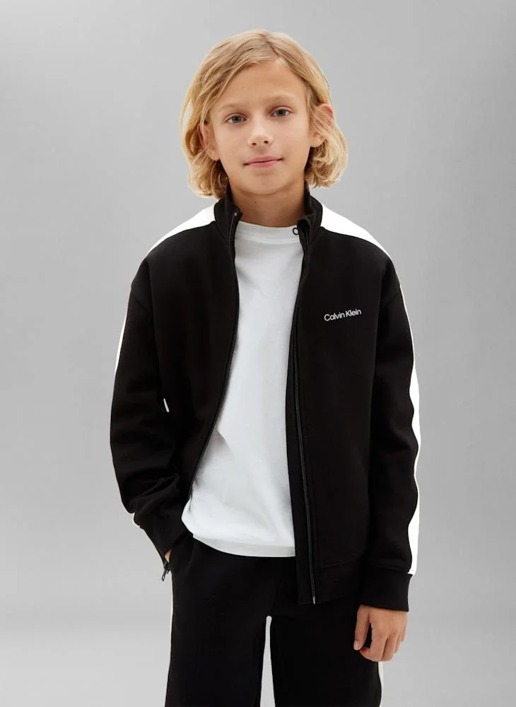 Calvin Klein Jeans Pvh Black Colour-Blocked Terry Track Top And Joggers Set for Men | Best Price UAE
