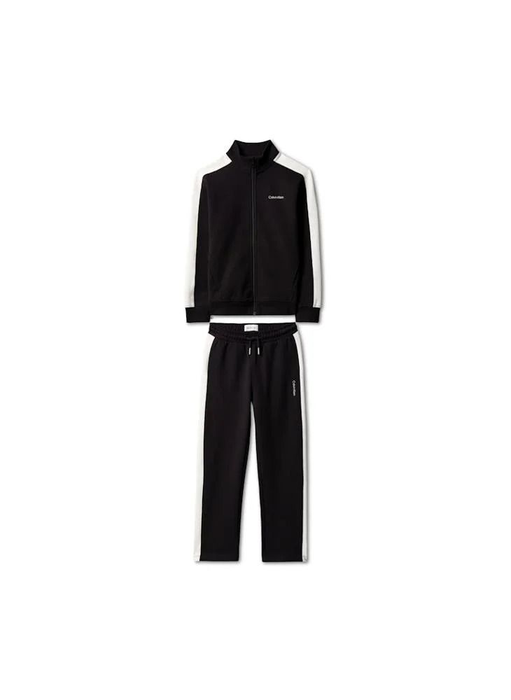 Calvin Klein Jeans Pvh Black Colour-Blocked Terry Track Top And Joggers Set for Men | Best Price UAE