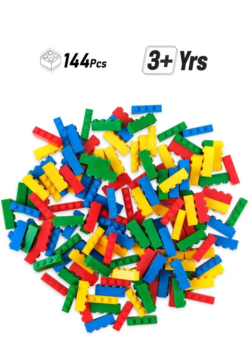 Strictly Briks طقم بدء الطوب الكلاسيكي من ستريكتلي بریکس، أزرق، أخضر، أحمر، وأصفر، 144 قطعة، 1x4 بوصة، مجموعة لعب إبداعية للأطفال من عمر 3 سنوات وما فوق، متوافقة 100% مع جميع العلامات التجارية الرئيسية للطوب - Image 1