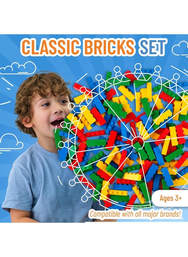 Strictly Briks طقم بدء الطوب الكلاسيكي من ستريكتلي بریکس، أزرق، أخضر، أحمر، وأصفر، 144 قطعة، 1x4 بوصة، مجموعة لعب إبداعية للأطفال من عمر 3 سنوات وما فوق، متوافقة 100% مع جميع العلامات التجارية الرئيسية للطوب - Image 2