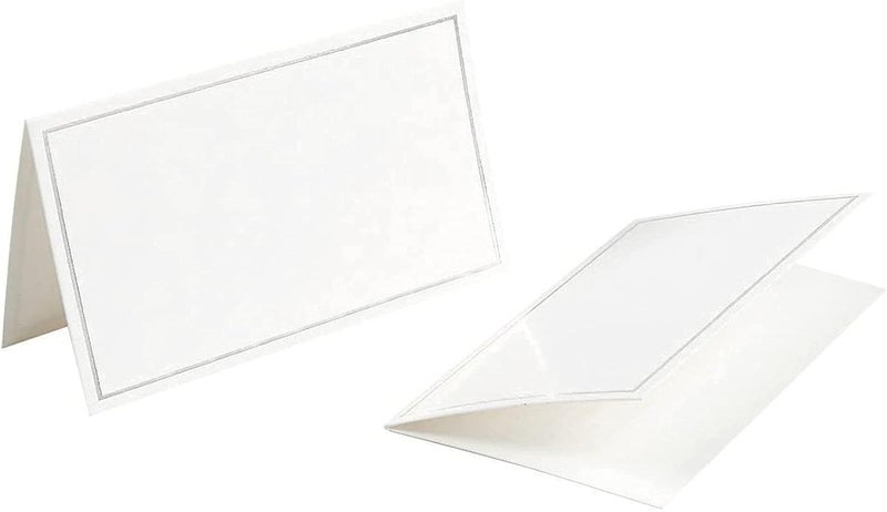 Best 100 Pack Silver Foil Border Place Cards for Table Setting 35 x 2 In Blank Name Cards for Wedding Baby Showers Banquets Reserved Seating Accessories for Events - Image 5