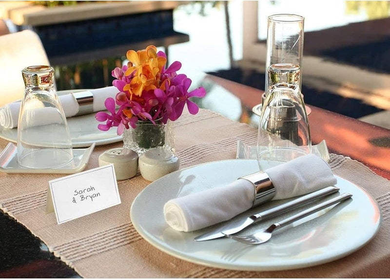 Best 100 Pack Silver Foil Border Place Cards for Table Setting 35 x 2 In Blank Name Cards for Wedding Baby Showers Banquets Reserved Seating Accessories for Events - Image 2