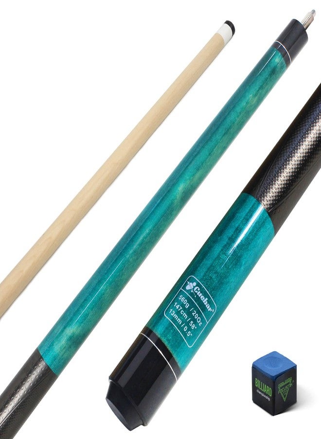 CUEBAR Pool Cue, 58 Inch 2-Piece Pool Sticks for Adults, 3D Grip House Bar Billiard Table Stick with 13mm Tip for Men Women - Teal,20 Oz - Image 1