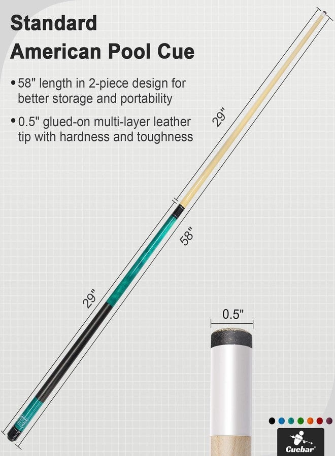 CUEBAR Pool Cue, 58 Inch 2-Piece Pool Sticks for Adults, 3D Grip House Bar Billiard Table Stick with 13mm Tip for Men Women - Teal,20 Oz - Image 5