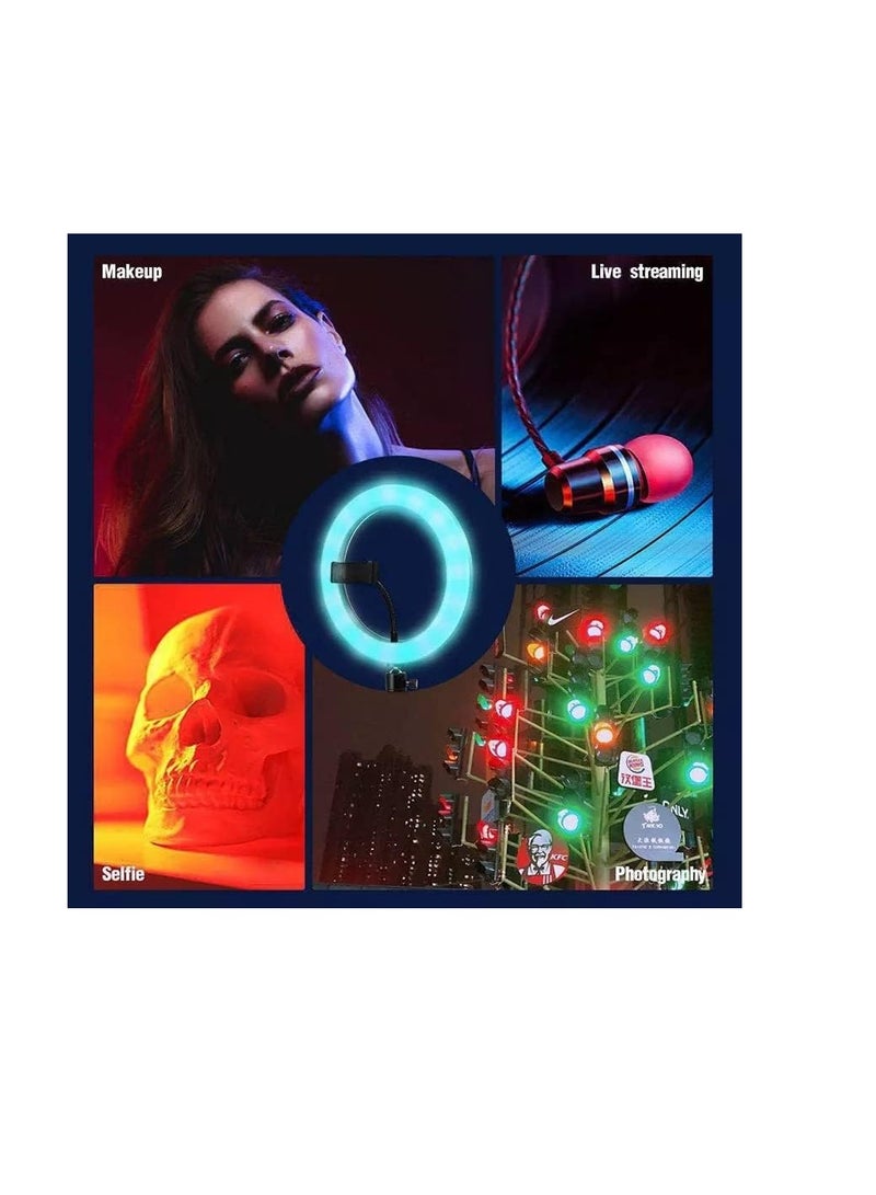 حلقة إضاءة RGB مقاس 56 سم مع حامل موبايل من تيك بلايز – إضاءة احترافية قابلة للتعديل لفيديوهات الانستجرام، تصوير مدونات الفيديو، وتصوير الفيديوهات باستخدام الايفون/موبايلات الاندرويد والكاميرا (56 سم) - Image 4