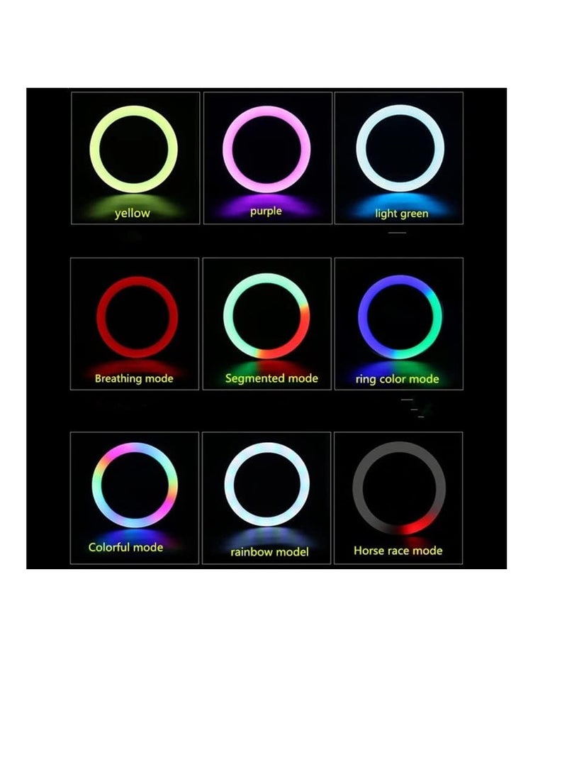 حلقة إضاءة RGB مقاس 56 سم مع حامل موبايل من تيك بلايز – إضاءة احترافية قابلة للتعديل لفيديوهات الانستجرام، تصوير مدونات الفيديو، وتصوير الفيديوهات باستخدام الايفون/موبايلات الاندرويد والكاميرا (56 سم) - Image 5