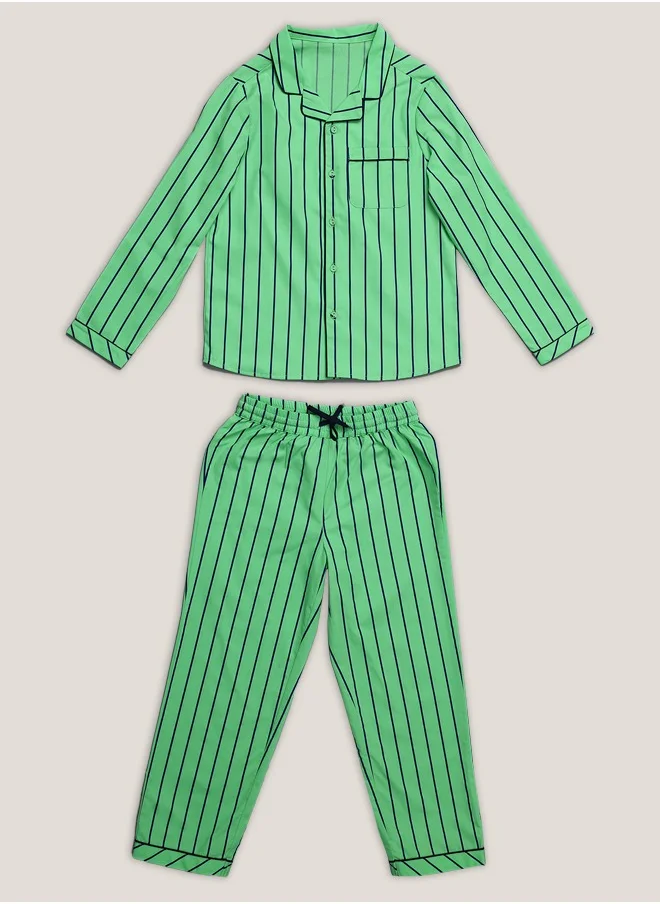 One Friday One Friday Kids Boys Green Stripes Night Suit