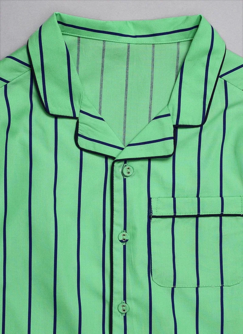 One Friday One Friday Kids Boys Green Stripes Night Suit