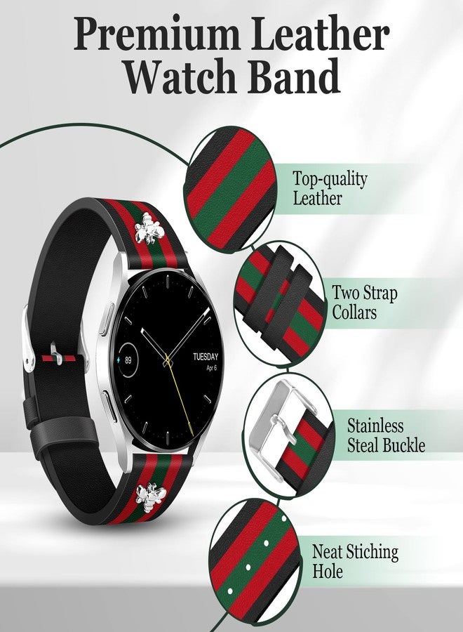 MOINSPIRE Designer Leather Bands with Charms Compatible with Samsung Galaxy Watch 7/6/5/4/Active 2 40mm 44mm/Watch 6 Classic 43mm 47mm/Watch 5 Pro 45mm/Watch 4 Classic 42mm 46mm, 20mm - Image 4