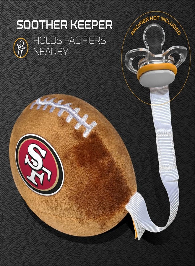 Smilo San Francisco 49ers Plush Football Pacifier Holder by Smilo - Officially Licensed NFL Soother Holder - Soft Plush Toy and Dummy Holder - Fits Any Pacifier - Stroller Accessory & Newborn Essential - Image 3