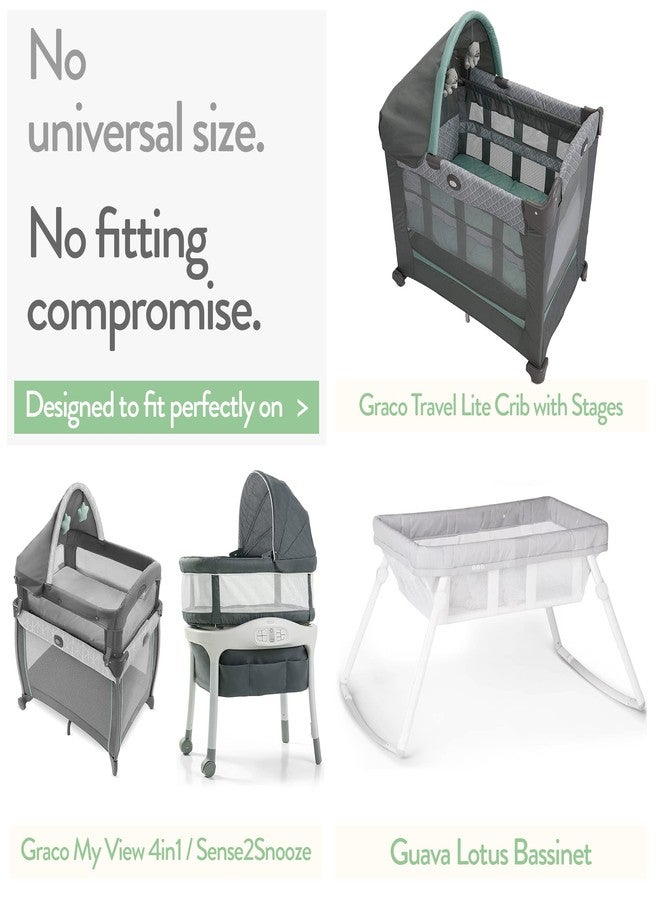 Joey + Joan Bassinet Sheets 20x30 Inch for Graco Travel Lite Crib, Sense2Snooze, My View 4 in 1, Dream Suite and Guava Bassinet - 100% Jersey Cotton Fitted Sheets - Grey, Mint - 2 Pack - Image 2