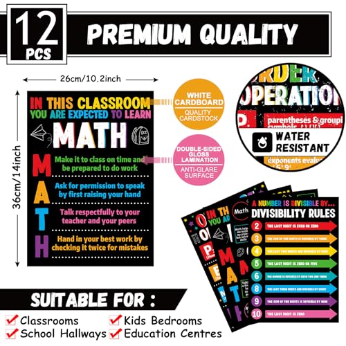 gisgfim 11 Pcs Math Posters Must Haves for Classroom Bulletin Boards Decorations for Elementary to High School Education - Image 3