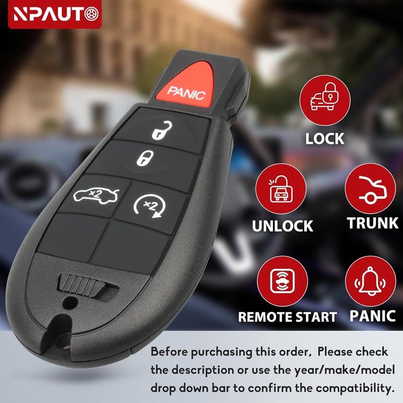NPAUTO Key Fob Fobik Replacements for Dodge Challenger 2008-2014, Durango, Charger, Chrysler 300, Jeep Grand Cherokee Truck Keyless Entry Remote Control Start Car Key Fob (M3N5WY783X, 433 MHz, 2-Pack) - Image 4