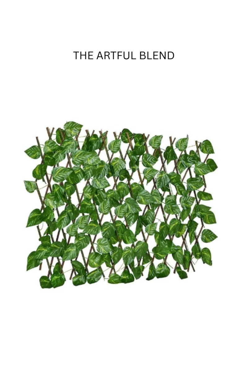 THE ARTFUL BLEND Expandable Faux Ivy Privacy Fence Screen – Wooden Trellis with Artificial Leaves for Balcony, Patio, Garden, Outdoor Wall Decor & Landscaping - Image 1