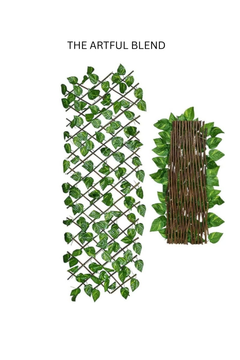 THE ARTFUL BLEND Expandable Faux Ivy Privacy Fence Screen – Wooden Trellis with Artificial Leaves for Balcony, Patio, Garden, Outdoor Wall Decor & Landscaping - Image 2