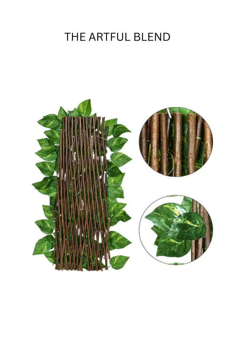 THE ARTFUL BLEND Expandable Faux Ivy Privacy Fence Screen – Wooden Trellis with Artificial Leaves for Balcony, Patio, Garden, Outdoor Wall Decor & Landscaping - Image 3