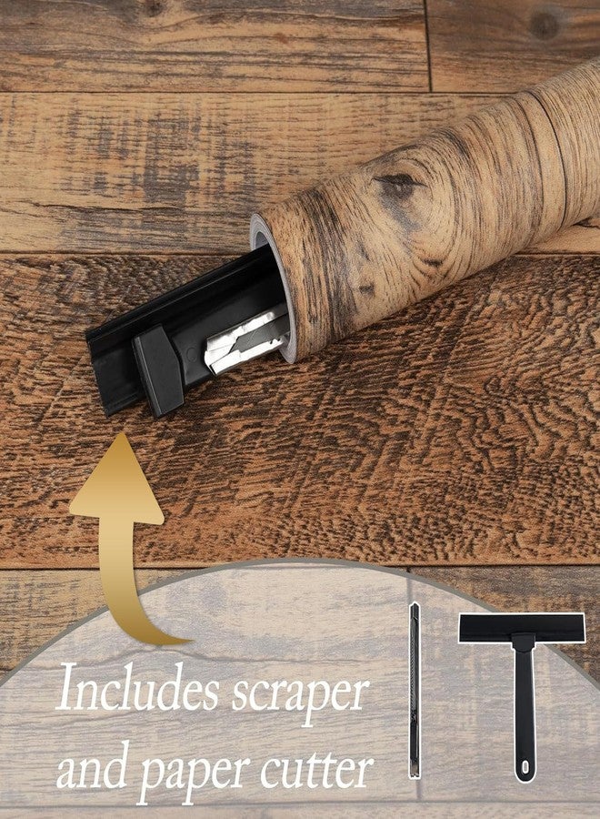 TANONE Wood Contact Paper Kitchen Peel and Stick Wallpaper, Self Adhesive Removable Wallpaper Countertops Waterproof, Shiplap Wall Paper Wood Vinyl Wrap for Cabinets Rustic Brown 17.5" x 236" - Image 2