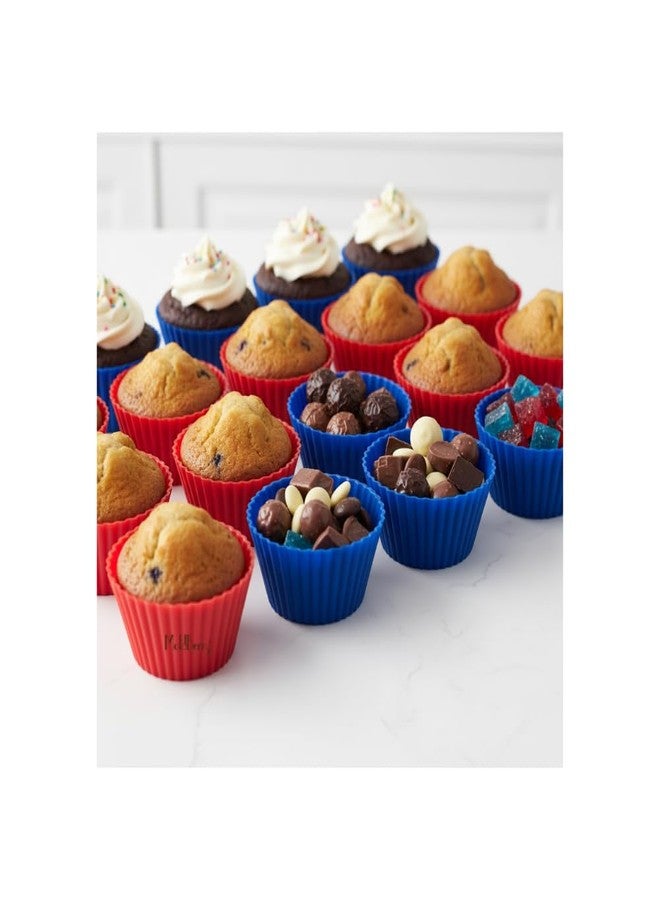 MoldBerry Silicone Muffin Cup Moulds Set of 8 | Reusable Cupcake & Muffin Baking Cups | Food Grade Non-Stick Silicone | Red & Blue Assorted | Oven, Microwave & Freezer Safe - Image 5