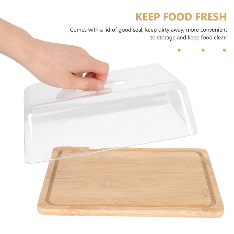 Butter Cheese Container with Lid 24x18.5x7.3cm Rectangle Refrigerator Serving Tray Handle - Image 3