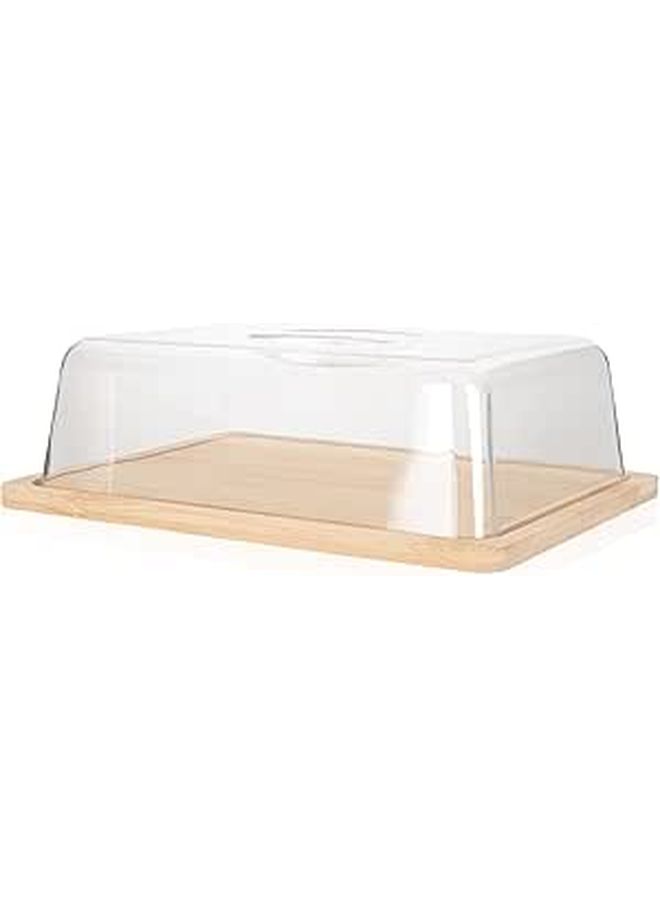 Butter Cheese Container with Lid 24x18.5x7.3cm Rectangle Refrigerator Serving Tray Handle - Image 1