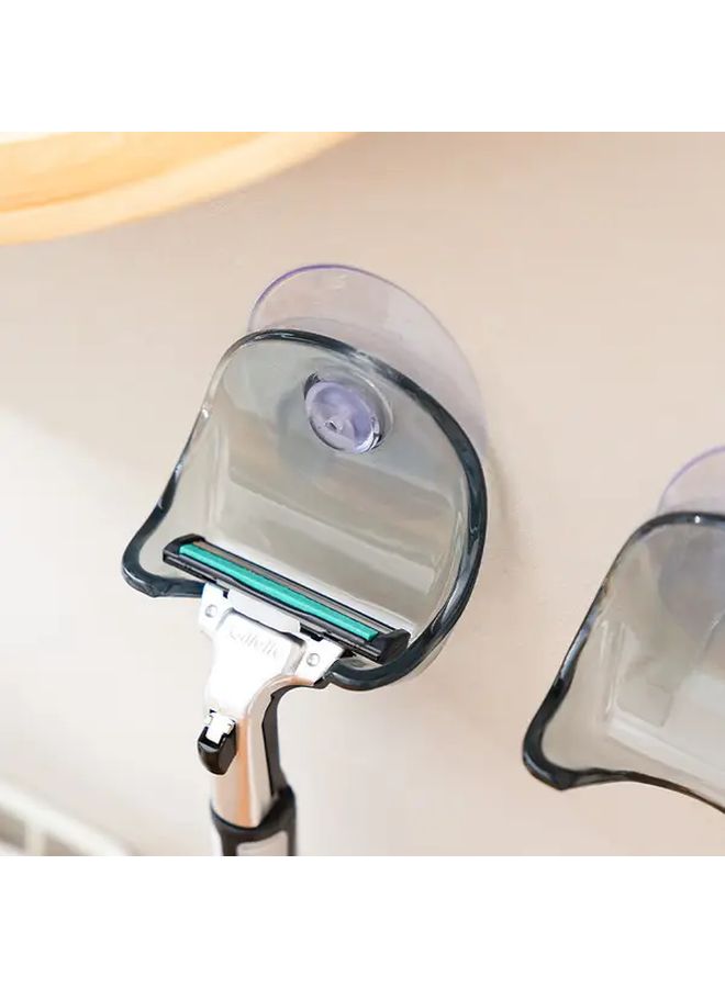 4 Piece Grey Suction Cup Shaver Rack Reusable Bathroom Wall Storage Hook - Image 5